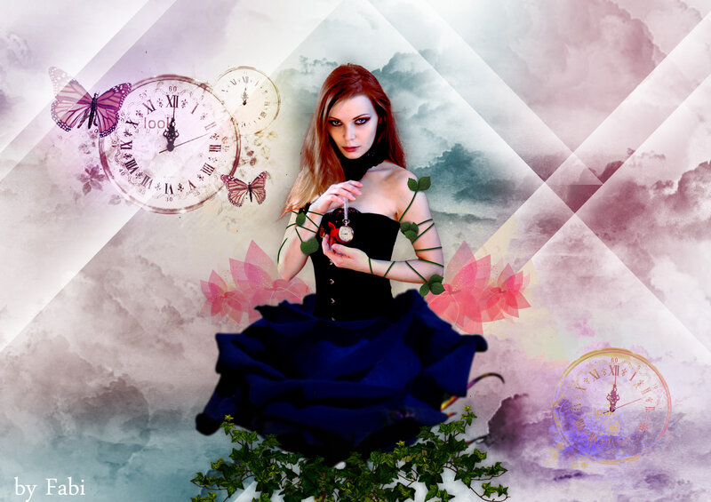 Woman with Pocket Watch — Blue, Dreamy