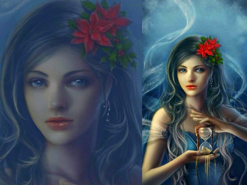 Woman with Poinsettia