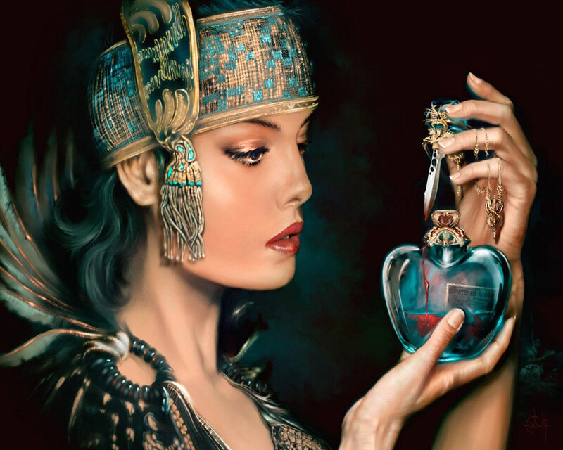 woman with poison bottle