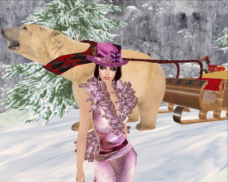 woman with polar bear sleigh