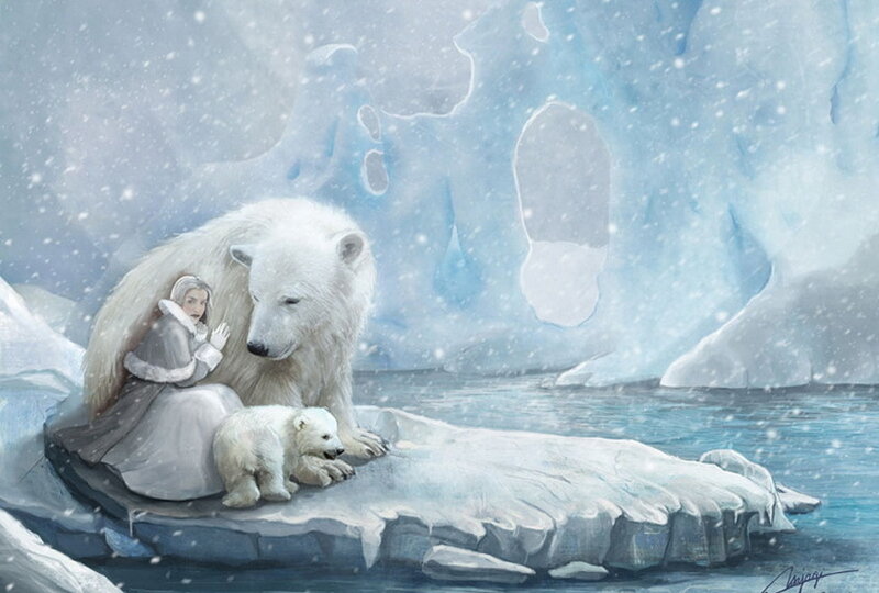 Woman with Polar Bears