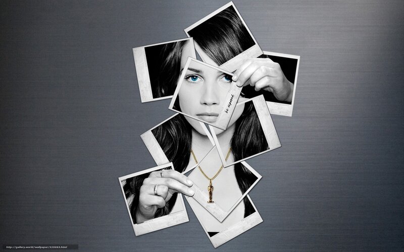 woman with polaroid photos