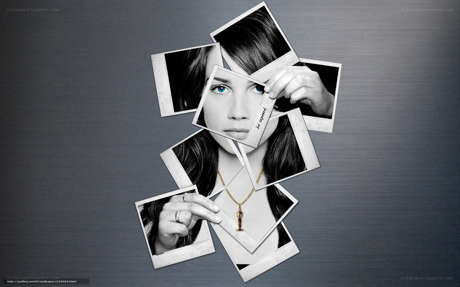 woman with polaroid photos