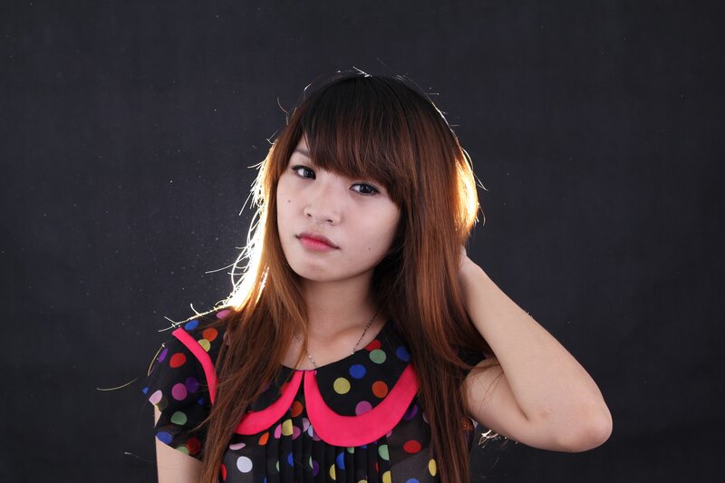woman with polka dot dress