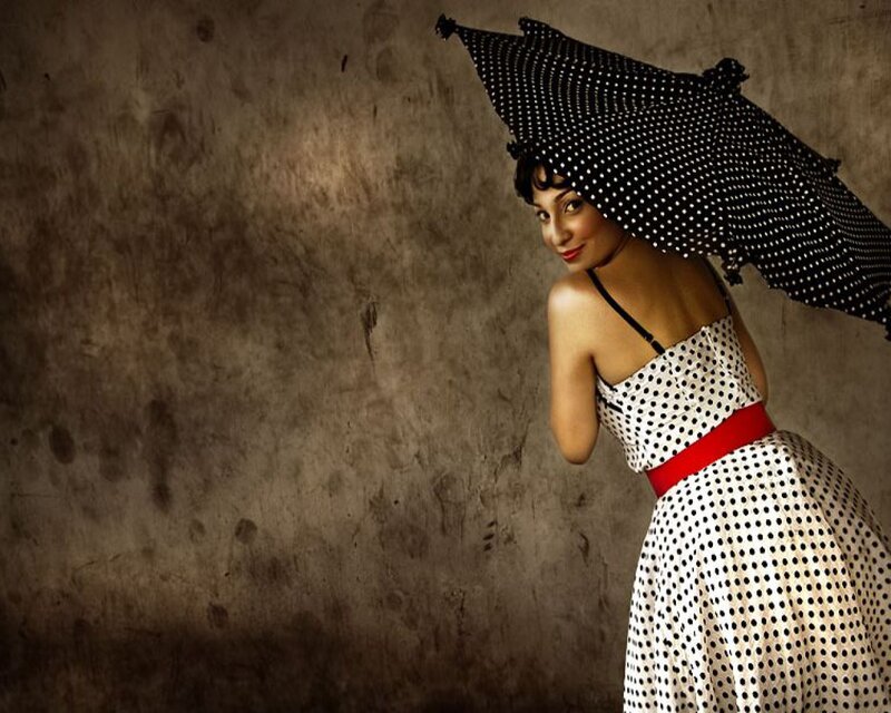 Woman with Polka-dot Dress — Black
