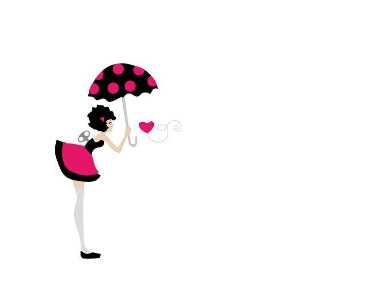 woman with polka dot umbrella