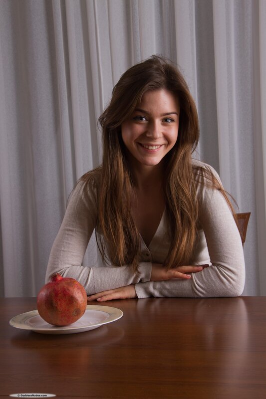 Woman with Pomegranate — Brown, Calm
