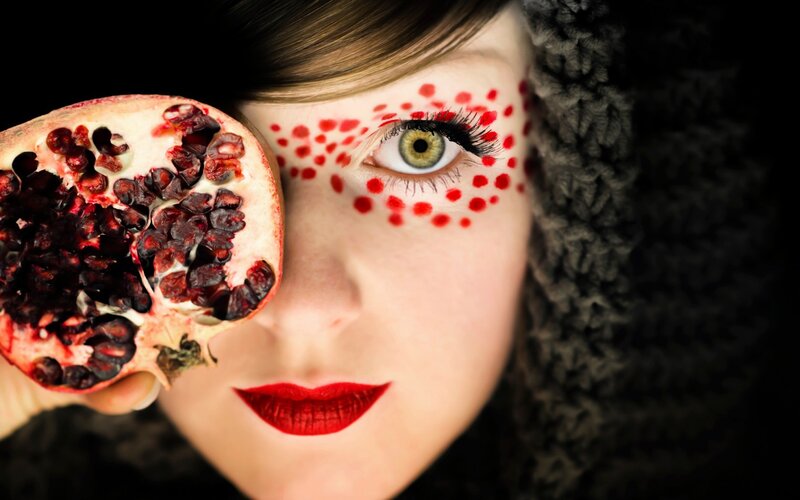 Woman with Pomegranate — Red