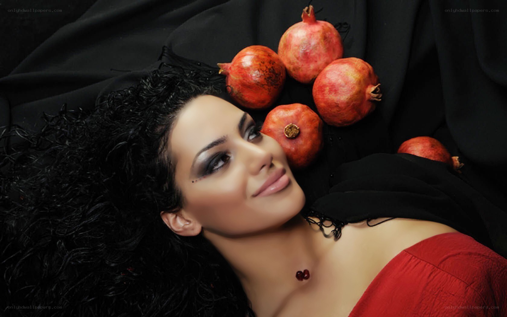 woman with pomegranates