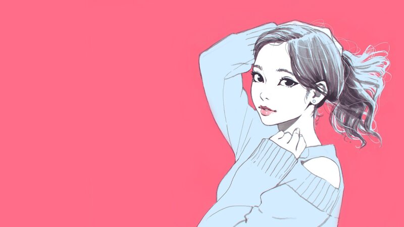 Woman with Ponytail — Pink, Calm