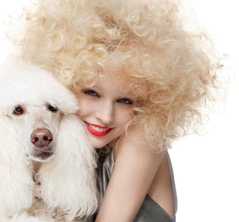 Woman with Poodle — White