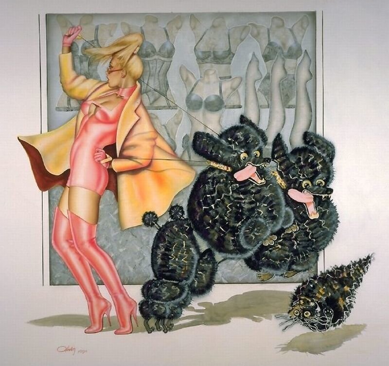Woman with Poodles
