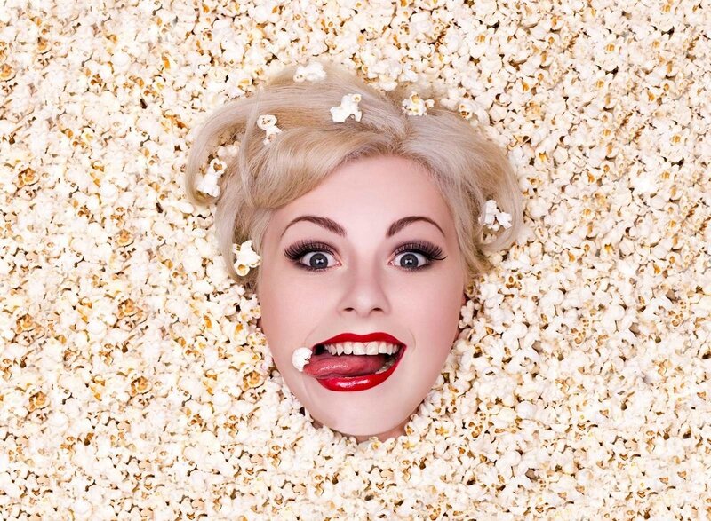 woman with popcorn