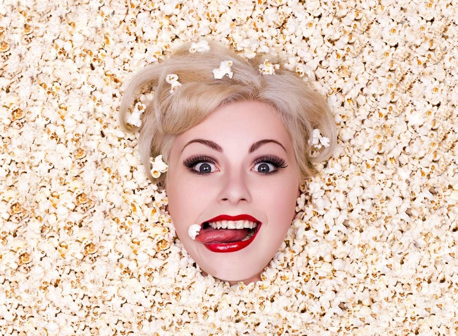 woman with popcorn
