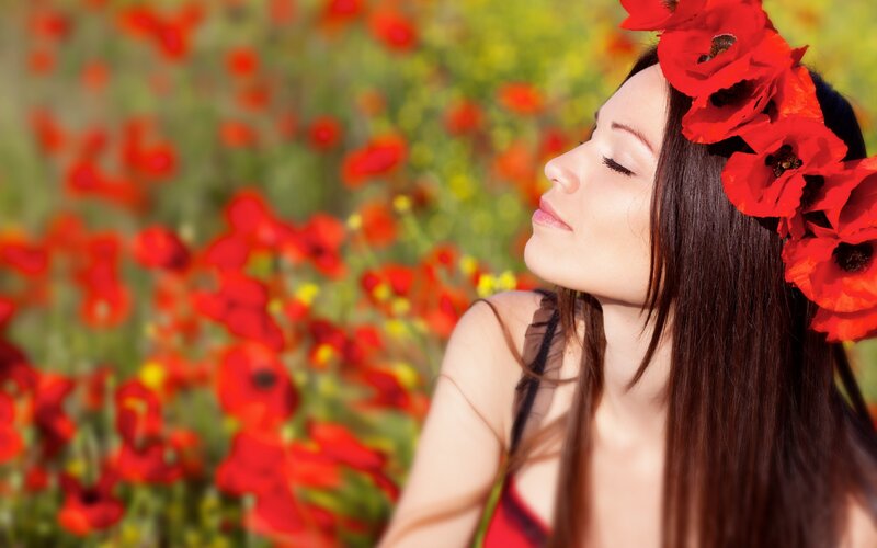 Woman with Poppy Crown — Red
