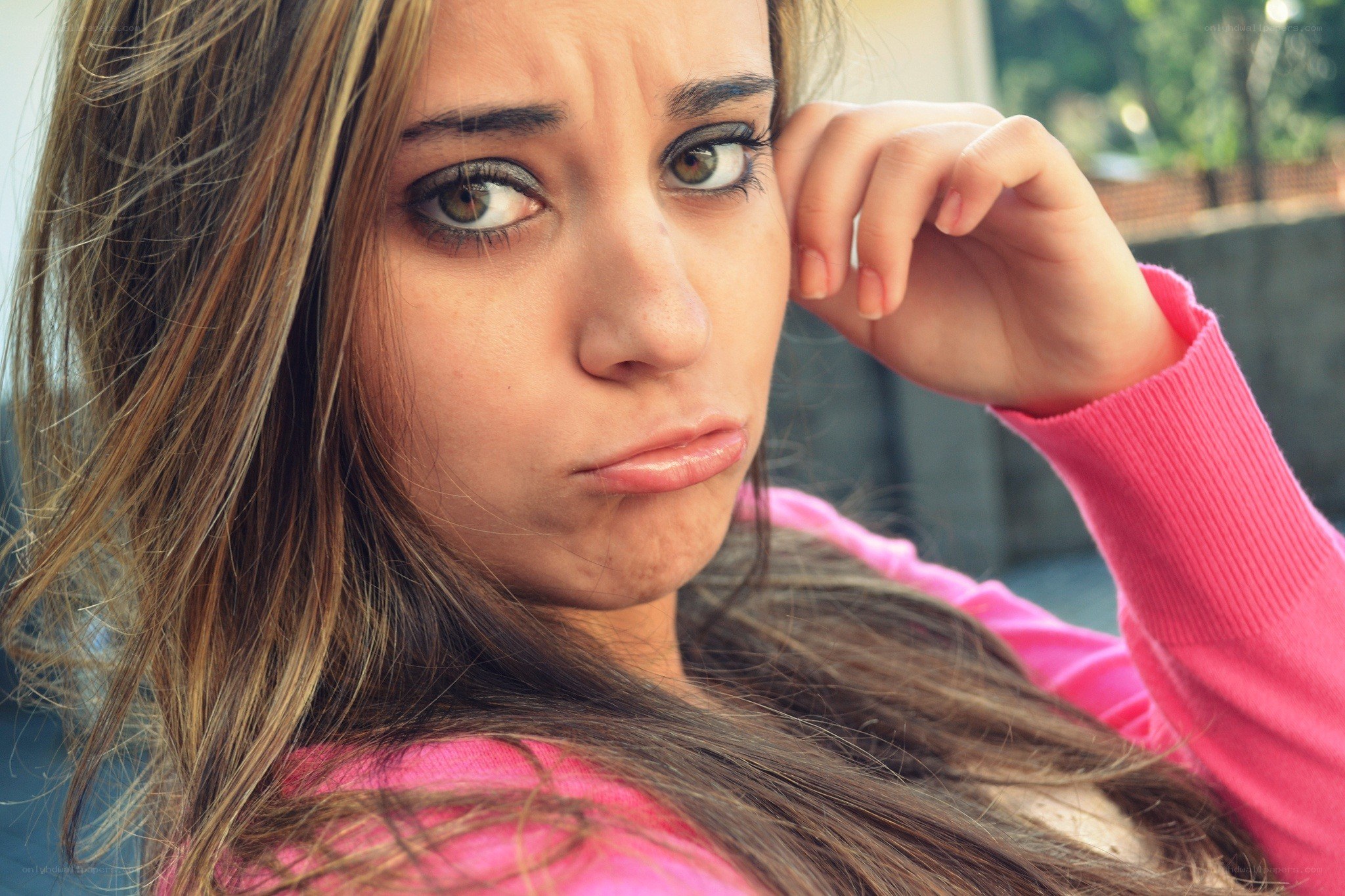 woman with pouty expression