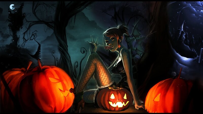 Woman with Pumpkins — Orange, Dark, Eerie