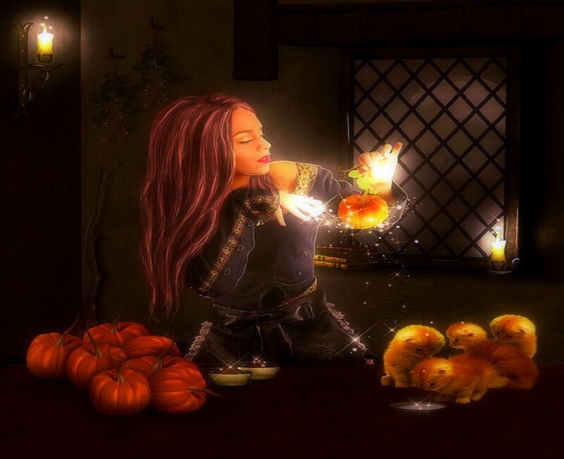 Woman with Pumpkins — Orange