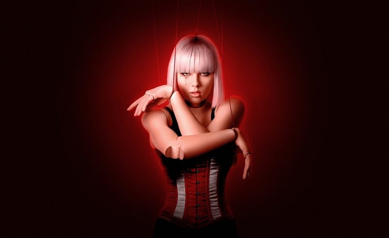 woman with puppet strings