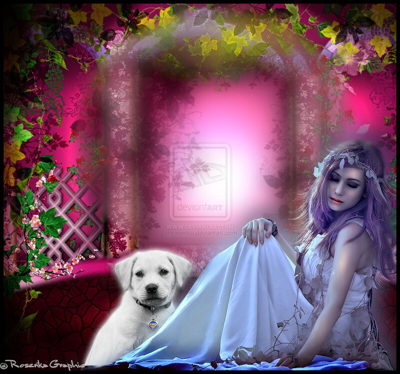 Woman with Puppy — Pink