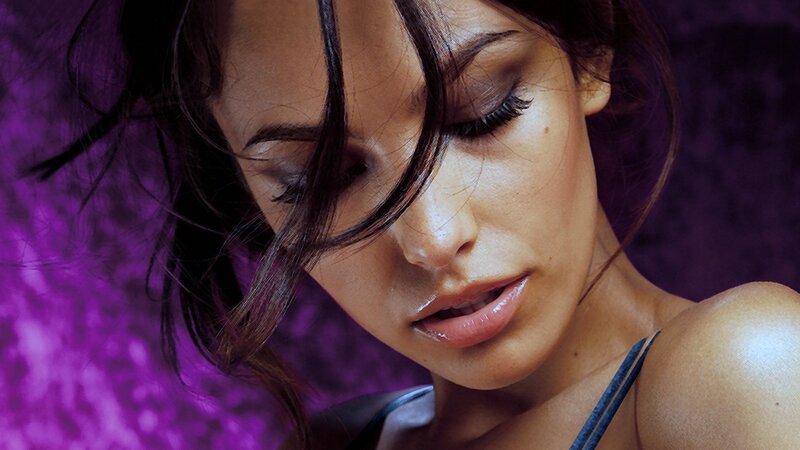 woman with purple background