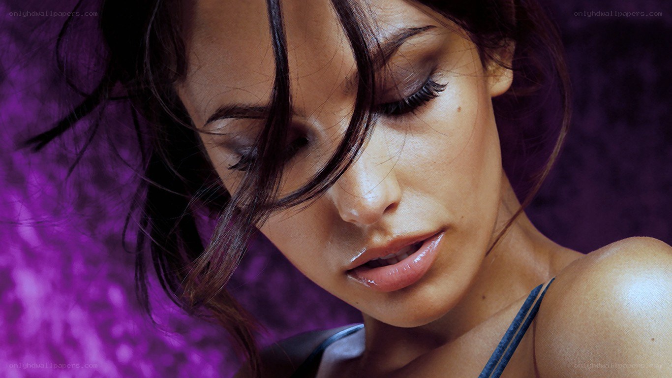 woman with purple background