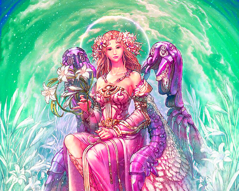 Woman with Purple Birds