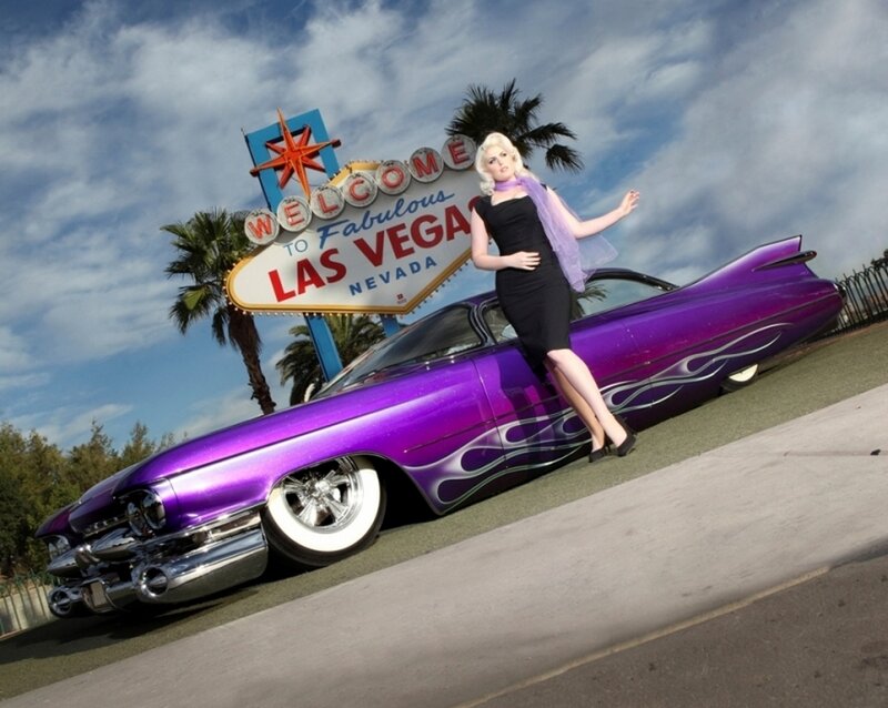 Woman with Purple Car — Dramatic, Afternoon