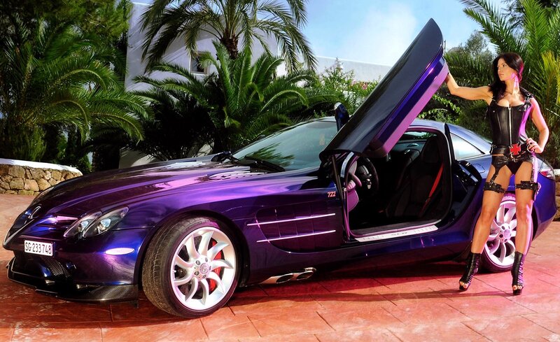 Woman with Purple Car — Dramatic