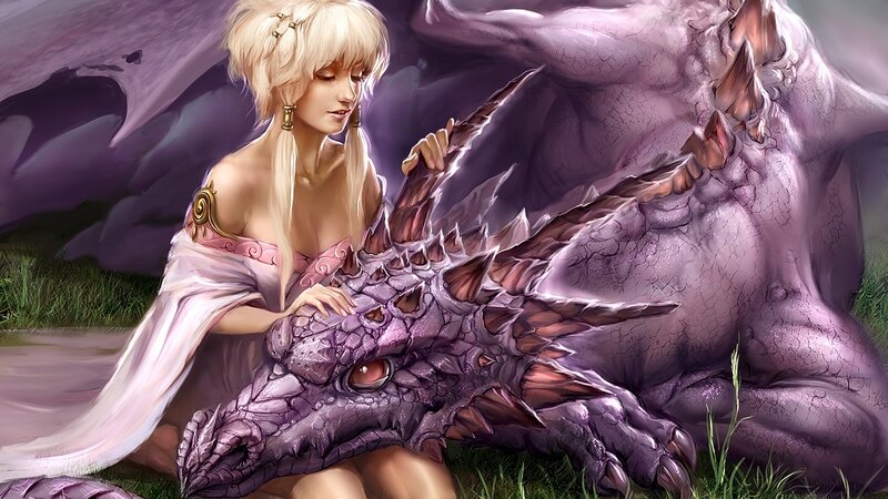 woman with purple dragon