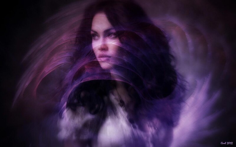 Woman with Purple Energy — Dramatic, Digital Art, Hair