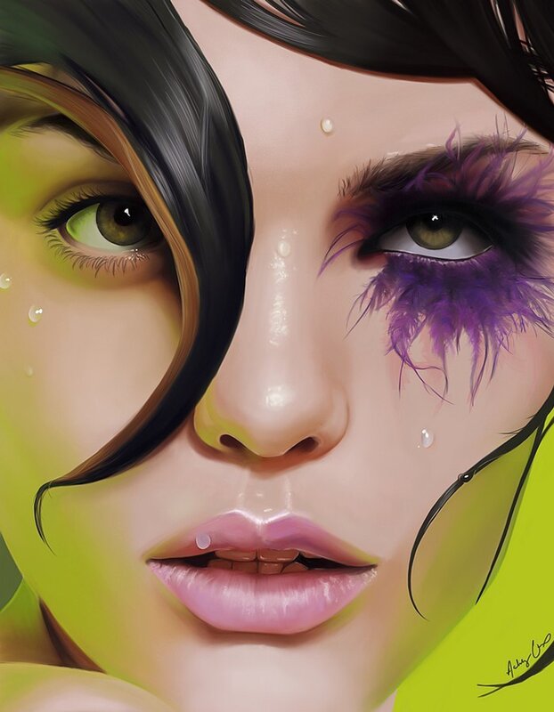 woman with purple eye makeup