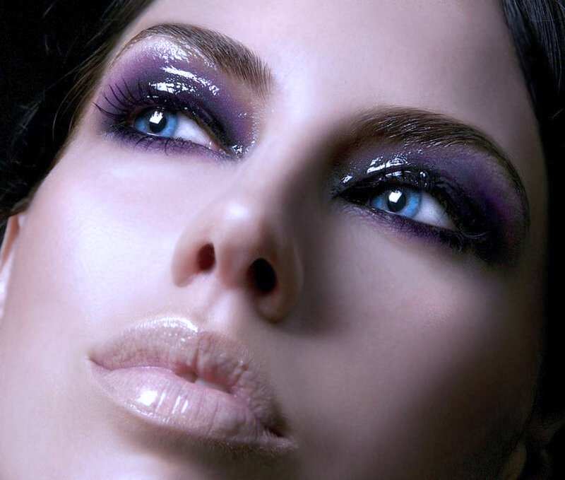 Woman with Purple Eye Makeup — Dramatic, Photograph