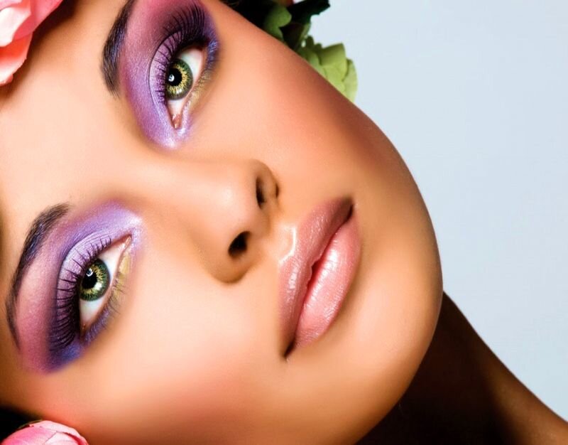 Woman with Purple Eye Makeup — Dramatic