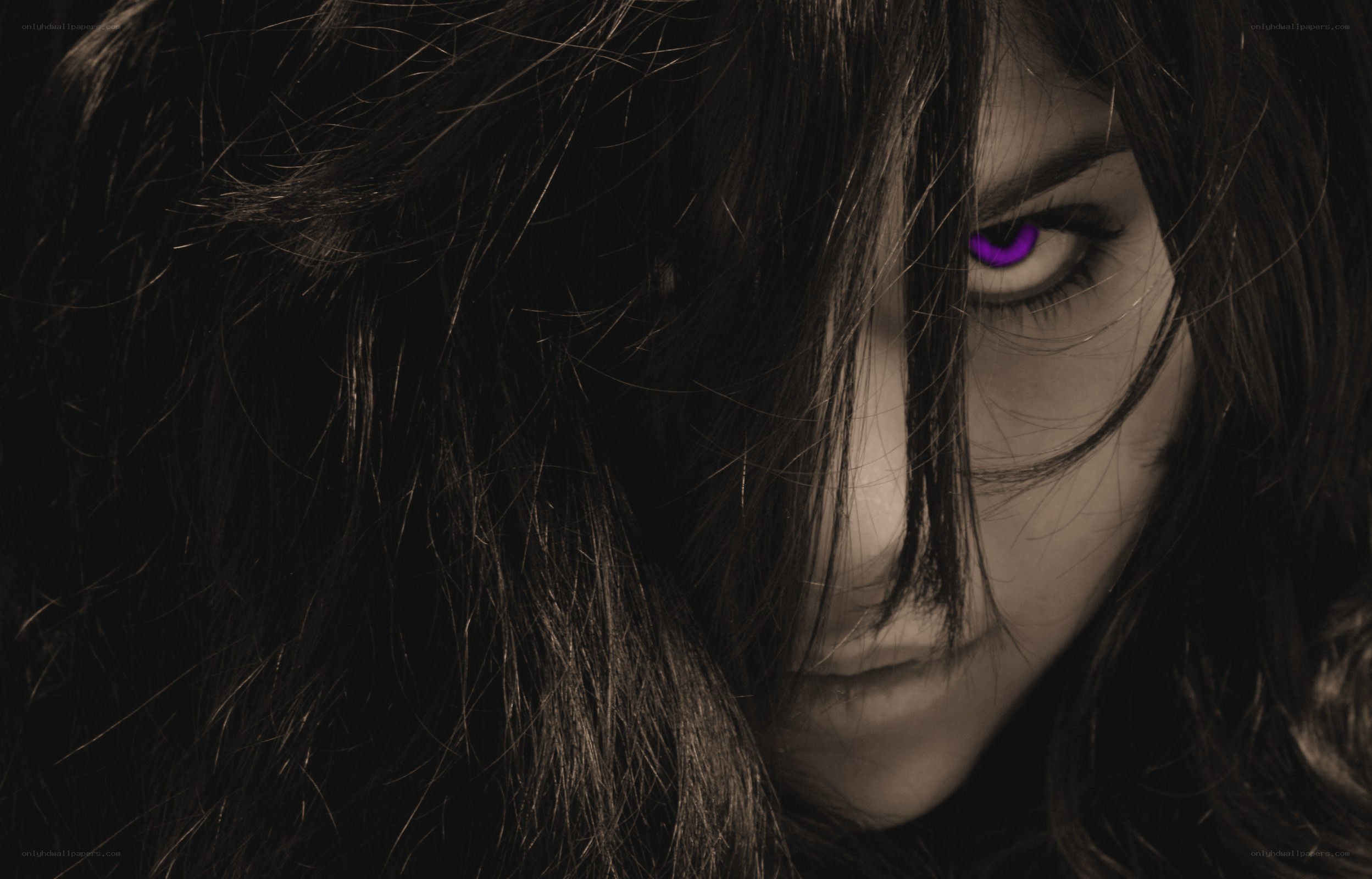 woman with purple eye