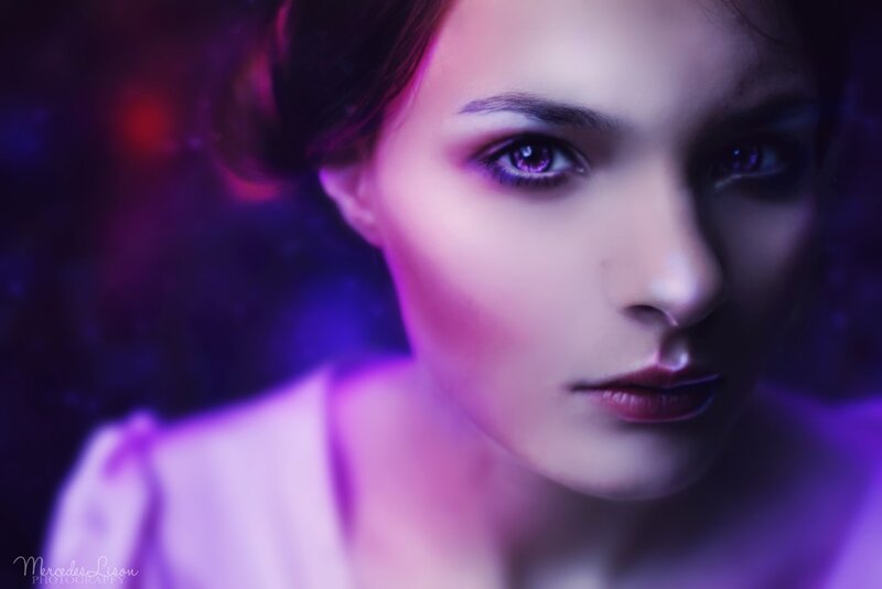 woman with purple eyes