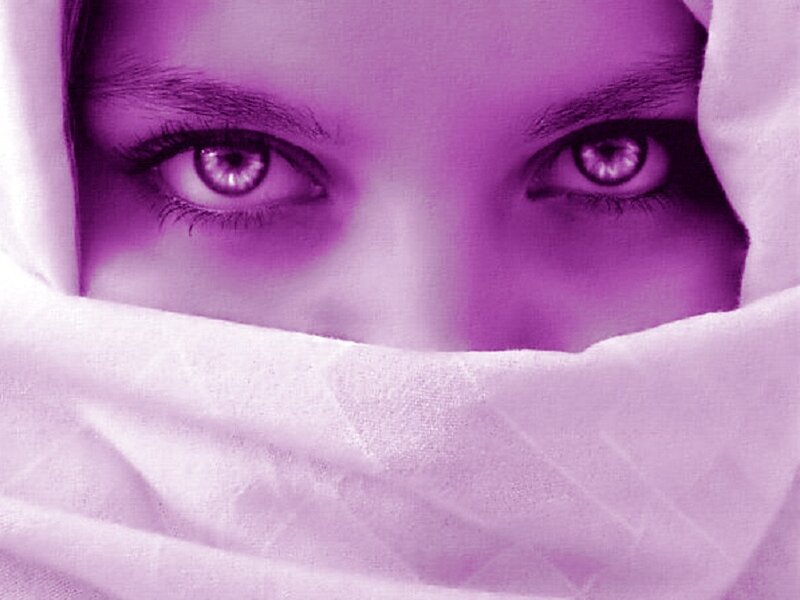 woman with purple eyes