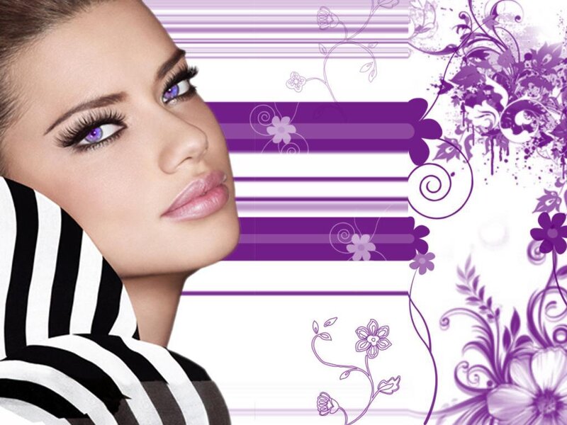woman with purple eyes and makeup