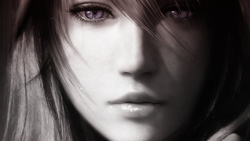 Woman with Purple Eyes — Black, Dramatic, Digital Art, Hair