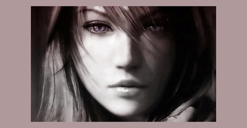 Woman with Purple Eyes — Black, Dramatic, Digital Art