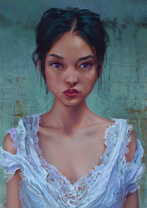 Woman with Purple Eyes — Blue, Dramatic