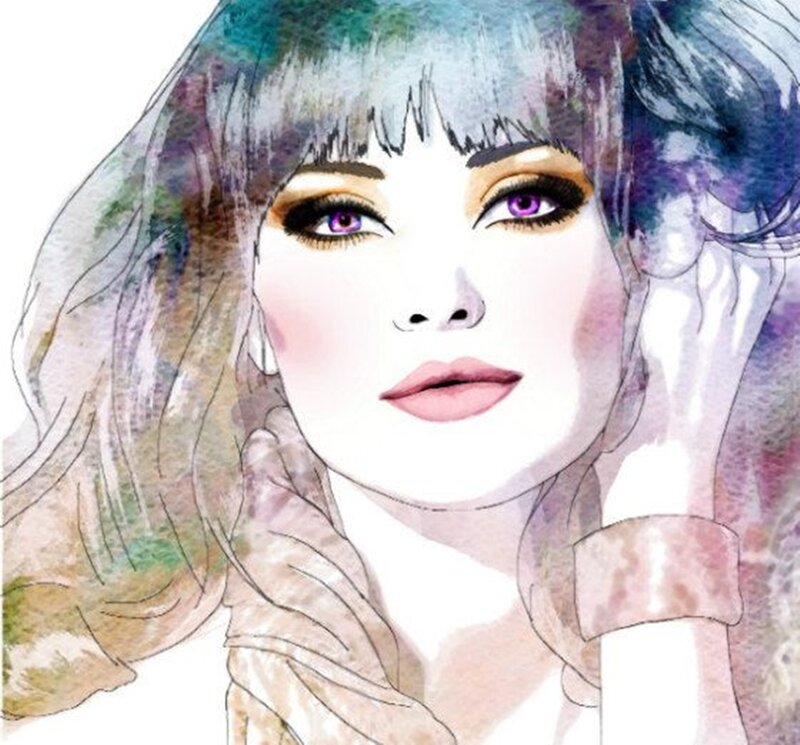 Woman with Purple Eyes — Dramatic, Illustration