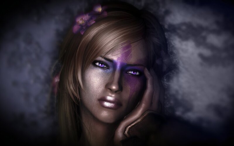 Woman with Purple Eyes — Dramatic, Night, Digital Art