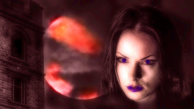 Woman with Purple Eyes — Dramatic, Night