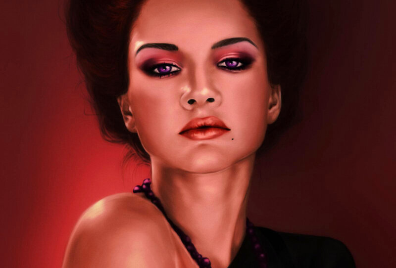 Woman with Purple Eyes — Red