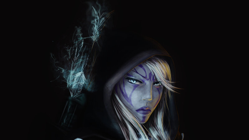 Woman with Purple Face Paint — Black