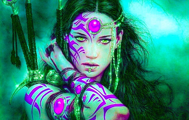 Woman with Purple Face Paint — Dramatic