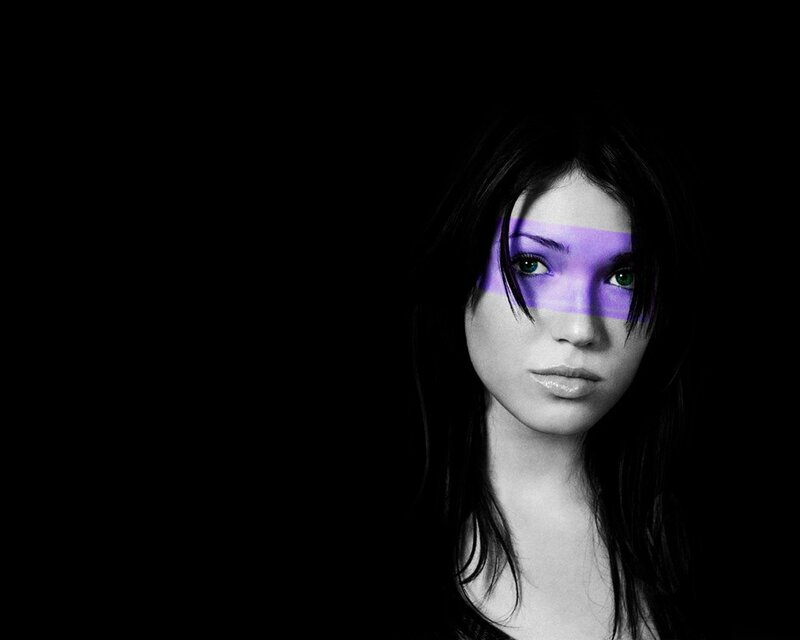 woman with purple face paint