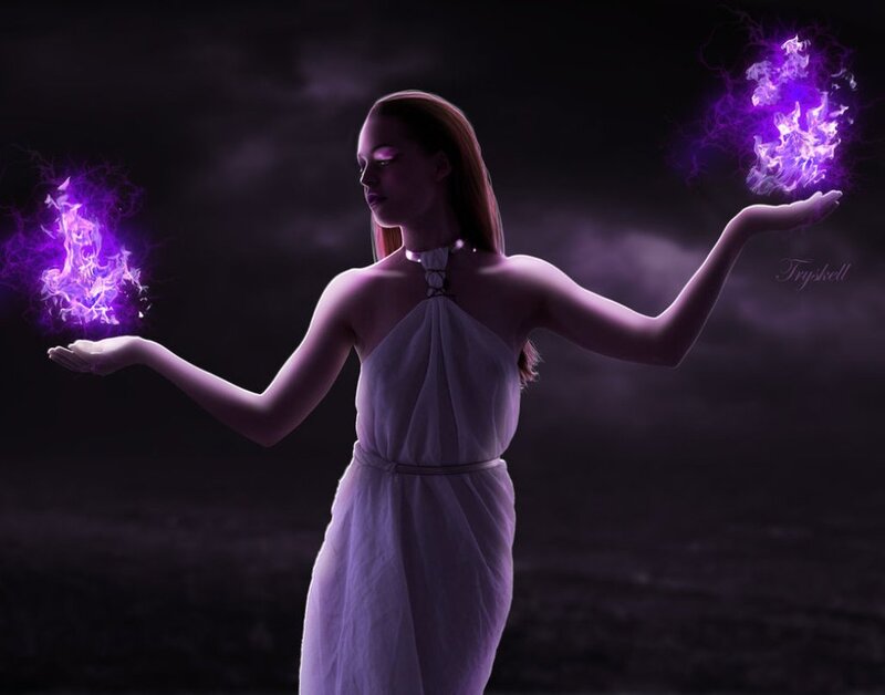Woman with Purple Flames