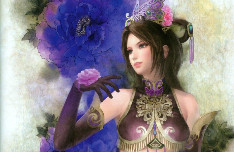 woman with purple flower